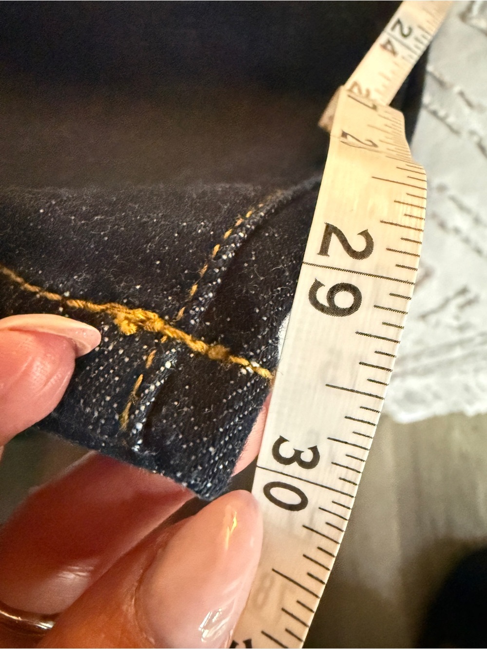 CAbi Navy Wide-Leg Jeans with Yellow Topstitching - Picture 7 of 8